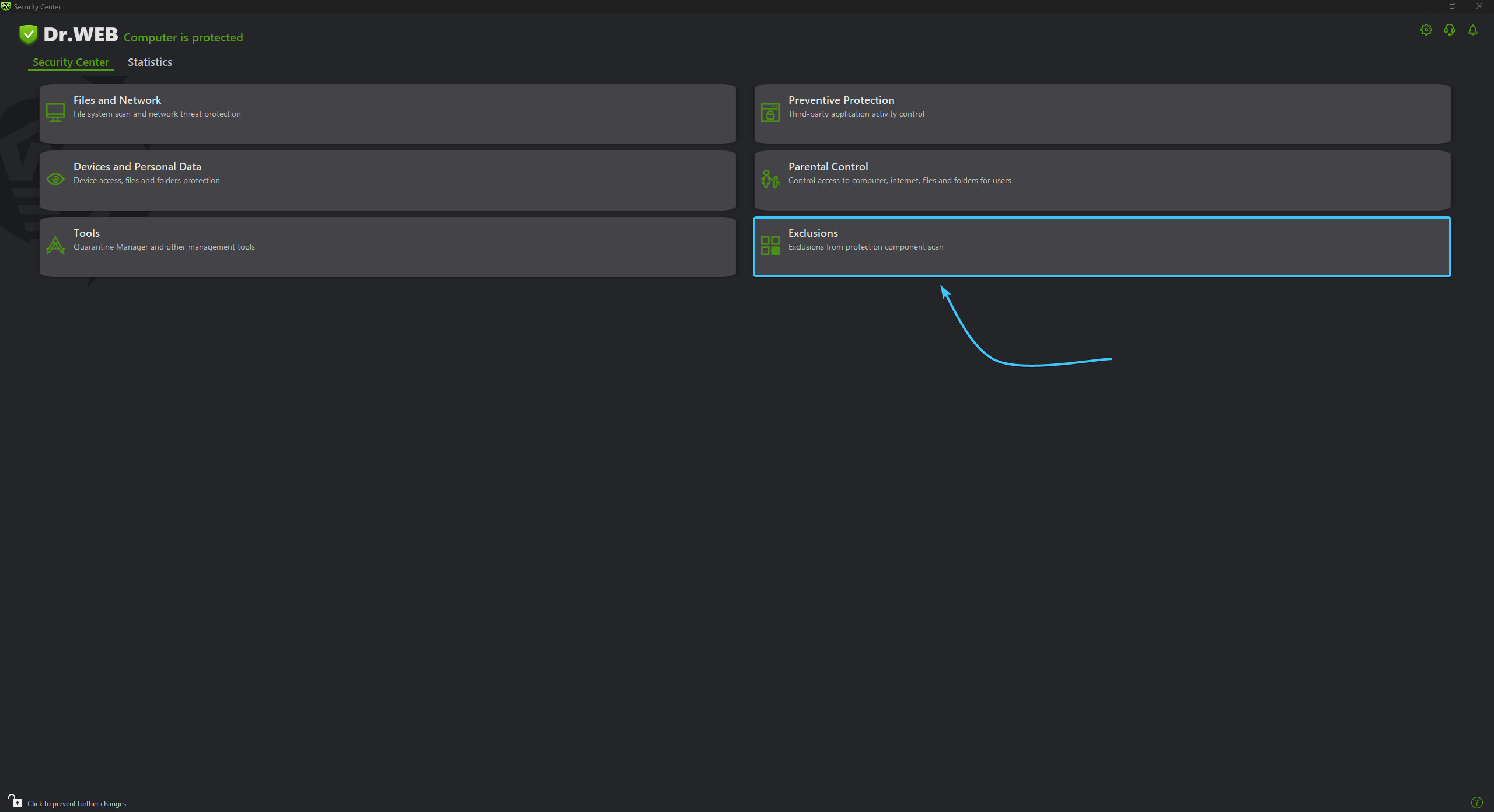 Configuring Dr.Web Security Space